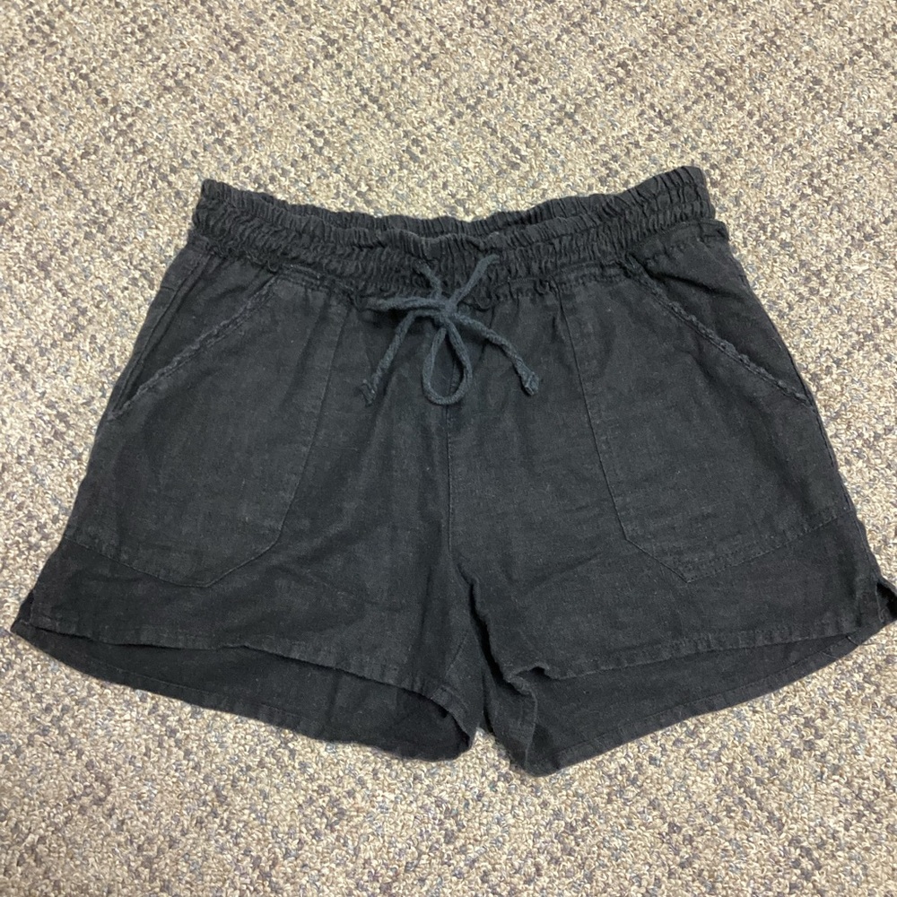 Rewind Black Linen Tie w/ Front & Back Pockets Shorts * Size Juniors XS